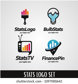 Stats logo Logo Designs Template Set
