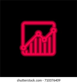 Stats red glowing neon ui ux icon. Glowing sign logo vector