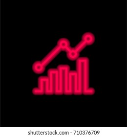 Stats red glowing neon ui ux icon. Glowing sign logo vector