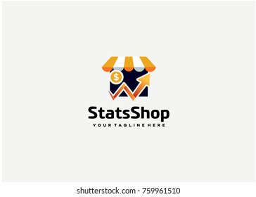 Stats Shop Logo Template Design. Creative Vector Emblem for Icon or Design Concept