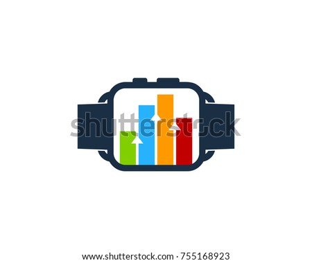 Stats Smart Watch Icon Logo Design Element