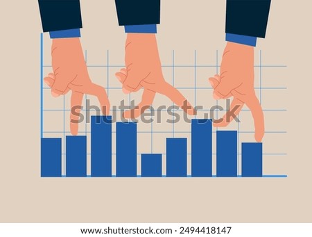 Stats trader business run route graphics stats. Start invest in stock market, begin savings to achieve financial goal, power of compound interest, collecting wealth. Flat vector illustration