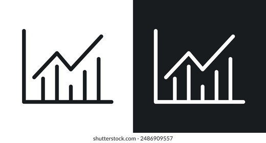 Stats vector icon set in solid black and white color