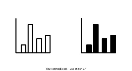 Stats vectors icons set in filled and strokes on white background