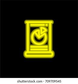 Stats yellow glowing neon ui ux icon. Glowing sign logo vector