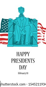 Statue Of Abraham Lincoln. Lincoln memorial in Washington, DC. Vector illustration, poster.