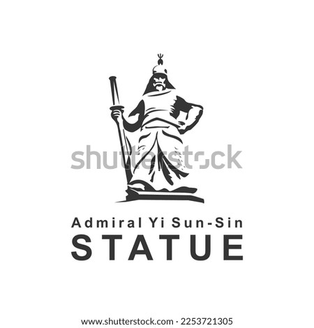 Statue of Admiral Yi Sun-Sin vector icon on white background black  South Korea travel tourism destination