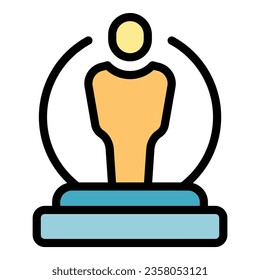 Rahmenvektorgrafik des Statue-Preises. Trophäe Tasse. Erfolg gewinnt Farbe flach