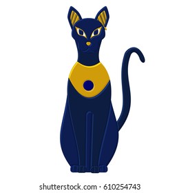 Statue cat egypt - goddess Bastet. Egyptian idols. Isolated