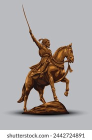 Die Statue von Chhatrapati Shivaji Maharaj war ein indischer Kriegerkönig. Vektor-Illustration