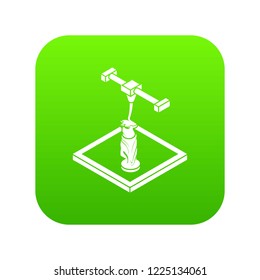 Statue d printing icon green vector isolated on white background