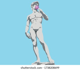 statue of David with gum illustration