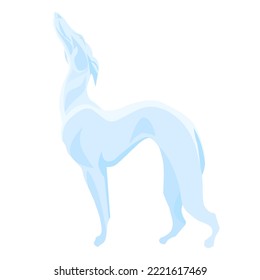 Statue Of A Dog, Greyhound. Blue Dog On A White Background. Friends, Thanksgiving, TV Series. Vector Stock Image.