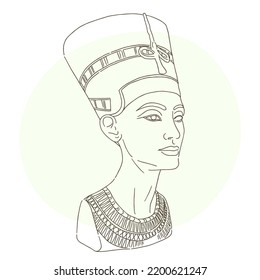 Statue Of Egyptian Queen Nefertiti Hand Drawn