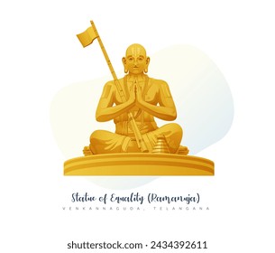 Statue of Equality (Ramanuja) - Venkannaguda, Telangana - Stock Illustration as EPS 10 File