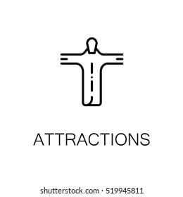 Statue flat icon flat icon. Single high quality outline symbol of travel for web design or mobile app. Thin line signs of tourism for design logo, visit card, etc. Outline pictogram of attractions
