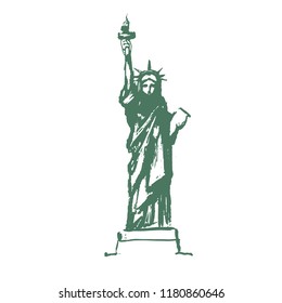 statue of freedom watercolor illustration of america symbol vector