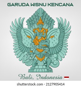 Statue of Garuda Wisnu Kencana Cartoon, Bali Indonesia. Vector Illustration