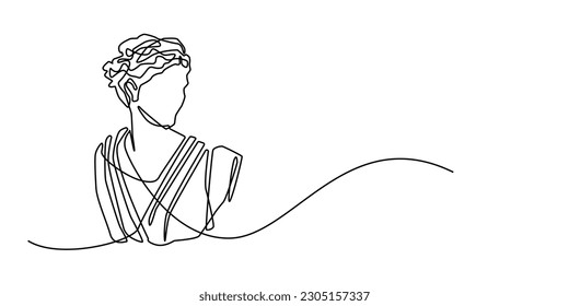 statue of the goddess Diana. Ancient Roman mythological person continuous line.minimalist line antique statue.single line isolated white background