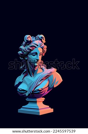 Statue of the Greek goddess of beauty Aphrodite or Venus. Vector illustration of a bust of a young girl in pseudo 3d style Foto stock © 
