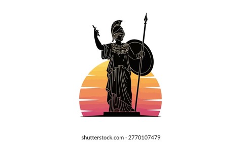 A statue of a Greek warrior with spear