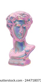 Statue of the head of David. David sculpture and hologram stylish gradient. Realistic 3d design isolated on white background. Vector illustration
