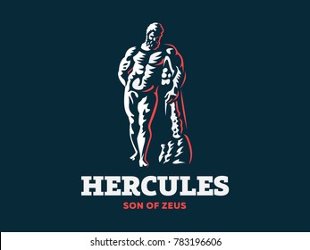 The statue of Hercules. Vector illustration.