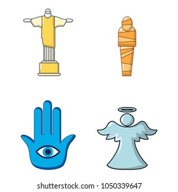 Statue icon set. Cartoon set of statue vector icons for web design isolated on white background