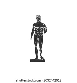 Doryphóros Statue Icon Silhouette Illustration. Polykleitos Sculpture Vector Graphic Pictogram Symbol Clip Art. Doodle Sketch Black Sign.