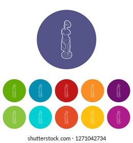 Statue icons color set vector for any web design on white background