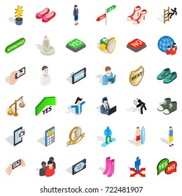 Statue icons set. Isometric style of 36 statue vector icons for web isolated on white background