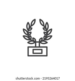 Statue with Laurel wreath line icon. linear style sign for mobile concept and web design. Award statue outline vector icon. Symbol, logo illustration. Vector graphics