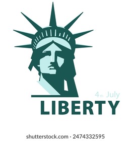 Statue of Liberty, 148 years old. USA Independence Day. Portrait of the Statue of Liberty. Green design, USA holiday. National symbol of America New York, banner, advertising. Vector illustration