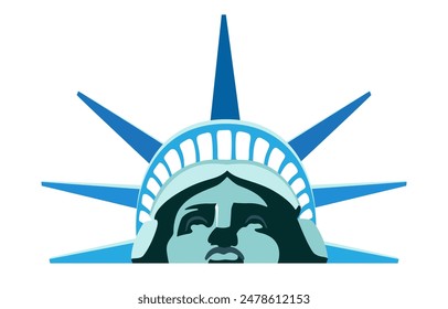 Statue of Liberty, 148 years old. USA Independence Day. Portrait of the Statue of Liberty. Blue design, USA holiday. National symbol of America New York, banner, advertising. Vector illustration