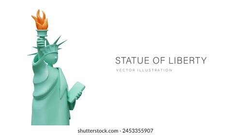 Freiheitsstatue im 3D-Cartoon-Stil. Architektonisches Symbol Amerikas