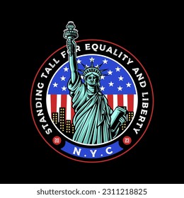 Statue of liberty for 4th of July badge illustration