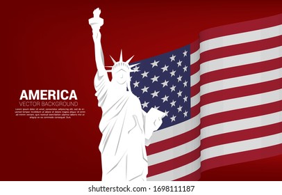 Statue of Liberty and america flag  background.Concept for New York city and USA .