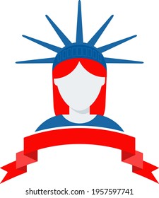 Statue of liberty america flat vector icon. Independence day of USA. July fourth celebration party. Objects isolated on a white background.