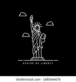 Statue Of Liberty. America Monument History Building. Line Icon Vector Design