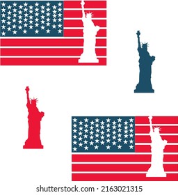 Statue of liberty and american flag of independent day.