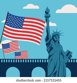 Freiheitsstatue und amerikanisches Flaggendesign