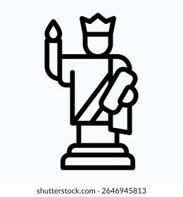 Statue Of Liberty, American Landmark, Fourth Of July Icon, Vector Style Lineal Icon.