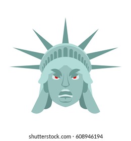 Statue of Liberty angry Emoji. US landmark statue face Aggressive emotion isolated