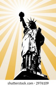 Statue of liberty background (vector, illustration, silhouette)