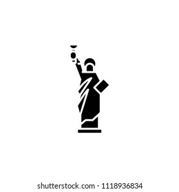 Statue of liberty black icon concept. Statue of liberty flat  vector symbol, sign, illustration.