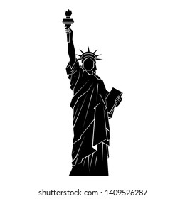 Statue of Liberty black silhouette. Isolated on white background