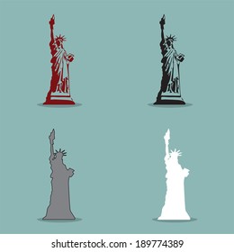 Statue of Liberty Black Silhouette Vector Illustration. 