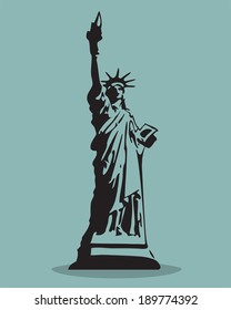 Statue of Liberty Black Silhouette Vector Illustration. 