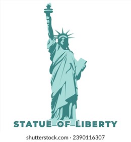 Statue of Liberty Blue Isolated Vector Illustration