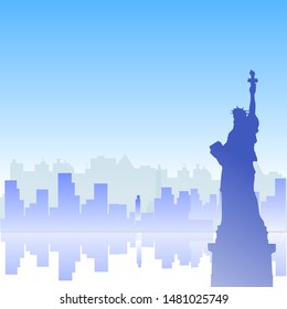 Statue of liberty and blue sky flat design vector